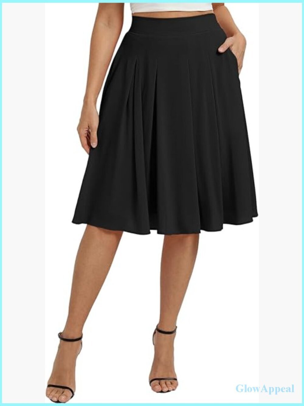 High Waist Pleated A Line Skirt Below Knee Length Flowy Chiffon Skirt with